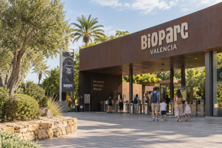 Entrada del Bioparc de Valencia en la avenida Pío Baroja